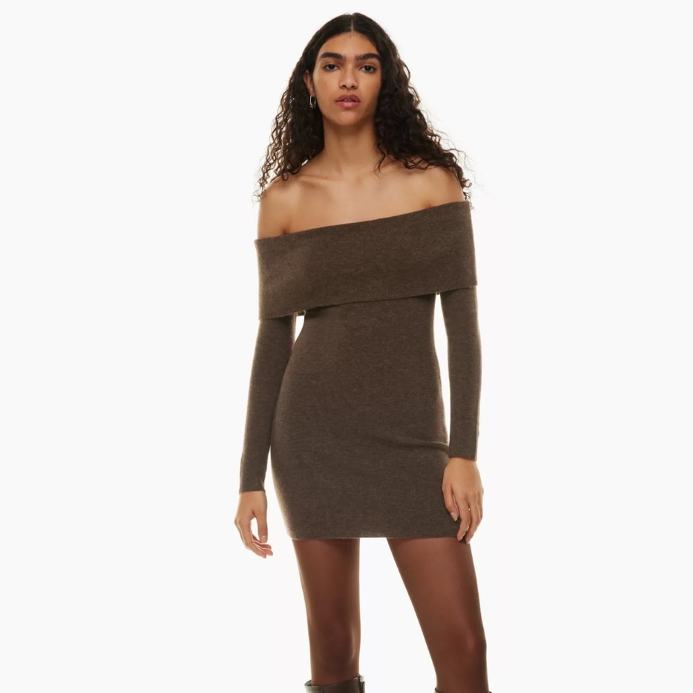 ARITZIA Wilfred - Romolo Dress - Off-Shoulder in Rich Cocoa